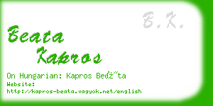 beata kapros business card